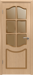 Межкомнатная дверь Классика, 800*2000, Светлый дуб, ВФД, (Стекло бронза художественное)