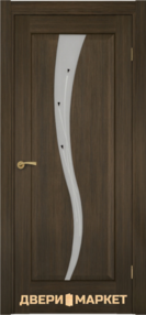 Межкомнатная дверь 4/7, 600*2000, Орех африканский, Ладора, (стекло матированное с фьюзингом)