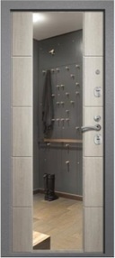 Входная дверь МЕДЕЯ-321 (М5), букле серый-филадельфия грей, 860*2050 (Л), Зеркало, в ком-те с замком, Ретвизан