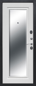 Стальная дверь, Гарда 7,5 NEW, серебро-зеркало фацет белый ясень, 860*2050 (Л), в комплекте с замком, Ferroni