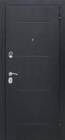 Стальная дверь, Гарда 7,5 NEW, серебро-зеркало фацет белый ясень, 860*2050 (Пр), в комплекте с замком, Ferroni