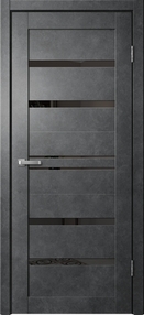 Межкомнатная дверь В1, 900*2000, Бетон темный, ЗПК, (стекло черное)