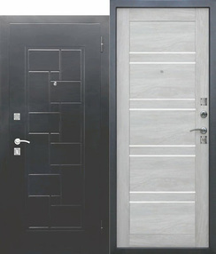 Входная дверь Dominanta, серебро-дуб шале белый, 860*2050 (Л), в комплекте с замком