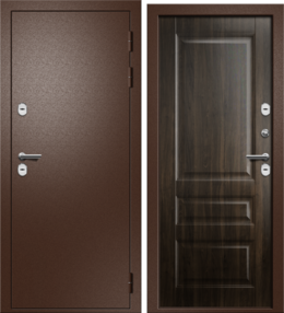 Входная дверь Арго, медь-орех темный нп, 860*2050 (Пр), терморазрыв, в комплекте с замком, Ретвизан