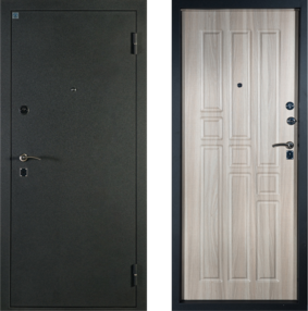 Стальная дверь, Топаз 11, черный шелк-холст серый, 960*2050 (Пр), в комплекте с замком, Алмаз