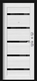 Стальная дверь, ХИТ 8, черный шелк-белый ясень, 960*2050 (Пр), стекло черное, в комплекте с замком, АРГУС
