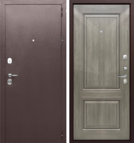 Стальная дверь, Тайга 9см, медь-серый клен, 860*2050 (Пр), в комплекте с замком, Сибирский Стандарт
