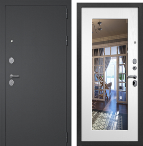 Входная дверь 3К Модерн СБ-102, черный муар с блестками-софт белый, 960*2050 (Пр), в комплекте с замком, ЗПК