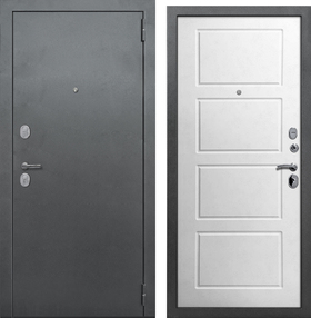 Стальная дверь, 2К Стандарт, серебро-лофт белый, 960*2050 (Пр), в комплекте с замком, ЗПК