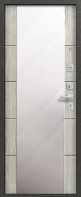 Входная дверь C-104, черный муар-дуб полярный, 960*2050 (Пр), Зеркало, в комплекте с замком, Центурион