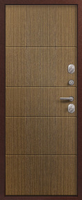 Стальная дверь, Т-100, медь-антик-миндаль рифлёный, 860*2050 (Л), в комплекте с замком, Центурион