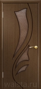 Межкомнатная дверь Лилия, 700*2000, Орех, Walsta, (стекло бронза)