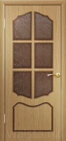 Межкомнатная дверь Классика, 600*2000, Дуб, Walsta, (стекло бронза)