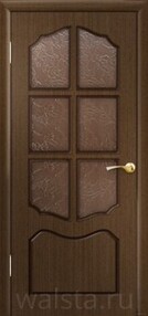 Межкомнатная дверь Классика, 600*2000, Орех, Walsta, (стекло бронза)