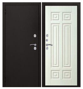 Стальная дверь, Ария ТЕРМО , букле черный-белое дерево, 860*2050 (Л), в комплекте с замком, АРГУС