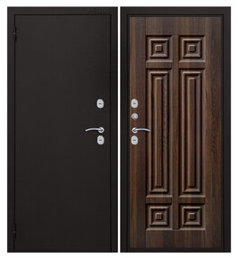 Стальная дверь, Ария ТЕРМО , букле черный-статус коньяк, 860*2050 (Пр), в комплекте с замком, АРГУС