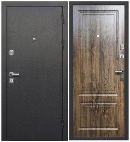 Входная дверь Толстяк, букле черный-грецкий орех, 860*2050 (Пр), в комплекте с замком, Ferroni