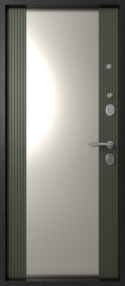 Стальная дверь, Эталон М-5, букле черный-софт графит, 860*2050 (Л), Зеркало, в комплекте с замком, Эталон