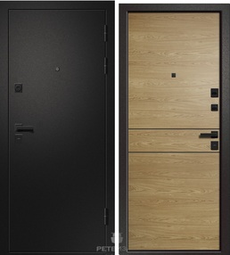 Стальная дверь, МЕДЕЯ-315, сатин черный-дуб европейский, 860*2050 (Пр), 296, в комплекте с замком, Ретвизан