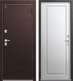 Стальная дверь, Т-4 NEW, шоколад муар-кашемир белый, 960*2050 (Пр), в комплекте с замком, Центурион