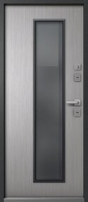 Стальная дверь, Эталон Термо-СП20, антрацит муар блеск-ясень ривьера милк, 960*2050 (Л), стеклопакет, в комплекте с замком, Эталон
