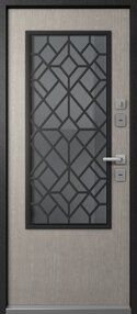 Стальная дверь, Эталон Термо-СП30, букле черный-астана эш уайт, 960*2050 (Л), стеклопакет, в комплекте с замком, Эталон