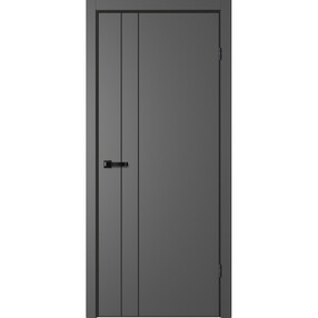 Межкомнатная дверь TR02, 800*2000, Графит, FLYDOORS (глухая), кромка АЛ черный