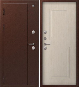 Стальная дверь, Т-100 NEW, медь-седой дуб, 960*1900 (Л), в комплекте с замком, Центурион