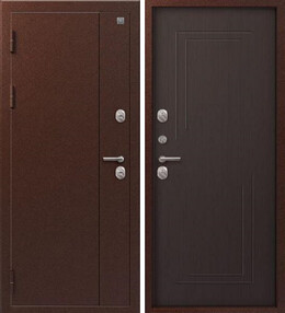 Стальная дверь, Т-100 NEW, медь-лиственница темная, 860*1900 (Л), в комплекте с замком, Центурион