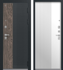 Стальная дверь, C-111, черный муар/черный кварц/орех мокко-миндаль, 860*2050 (Л), в комплекте с замком, Центурион