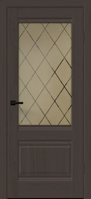 Межкомнатная дверь ALTO 2P, 700*2000, Американский орех шоколад, Vell Doris, (стекло ромб бронза)