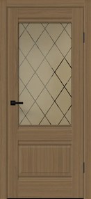 Межкомнатная дверь ALTO 2P, 900*2000, Орех американский мореный, Vell Doris, (стекло ромб бронза)