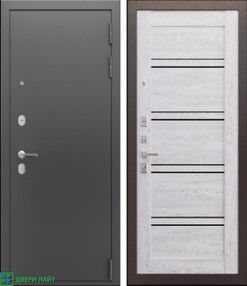 Стальная дверь, Прагматик, серебро-санторини, 860*2050 (Пр), стекло матовое, в комплекте с замком, Ferroni